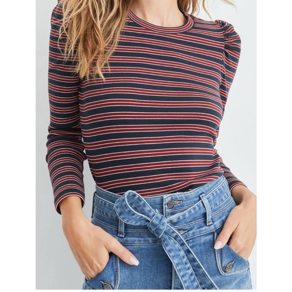 Veronica Beard Britney Puff-Sleeve Striped Top - Picture 7 of 8